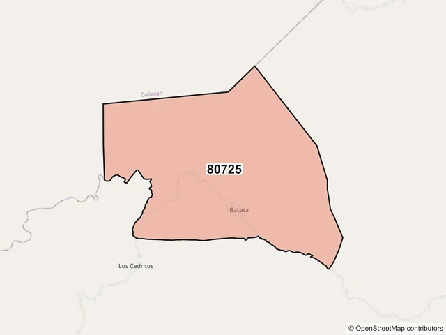Mapa del código postal 80725, Cosalá, Sinaloa