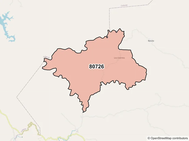 Mapa del código postal 80726, Cosalá, Sinaloa