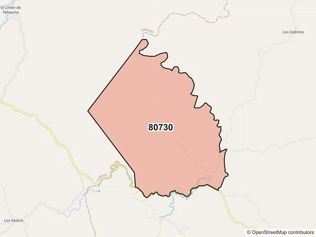 Mapa del código postal 80730, Cosalá, Sinaloa