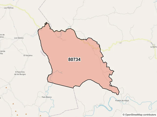 Mapa del código postal 80734, Cosalá, Sinaloa