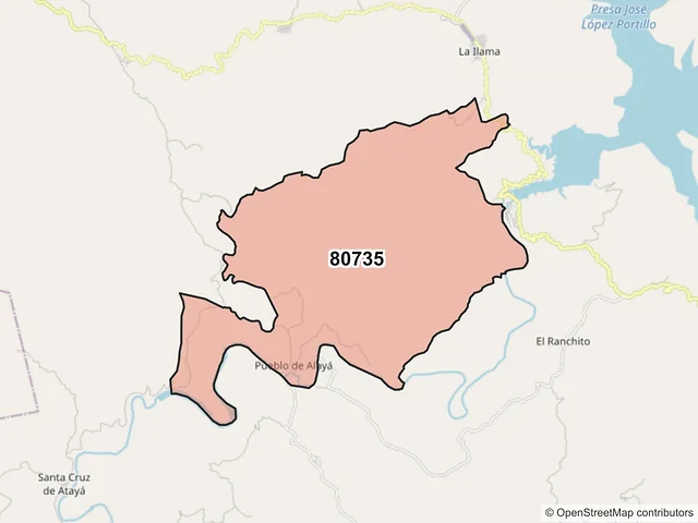 Mapa del código postal 80735, Cosalá, Sinaloa