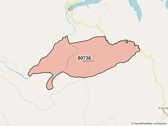 Mapa del código postal 80736, Cosalá, Sinaloa