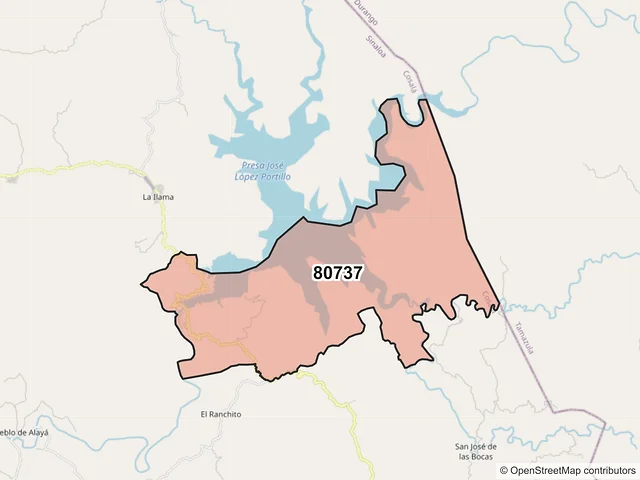 Mapa del código postal 80737, Cosalá, Sinaloa