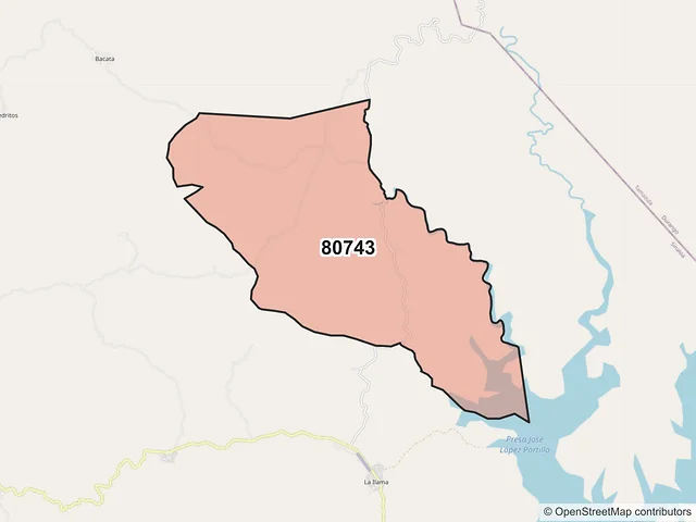 Mapa del código postal 80743, Cosalá, Sinaloa