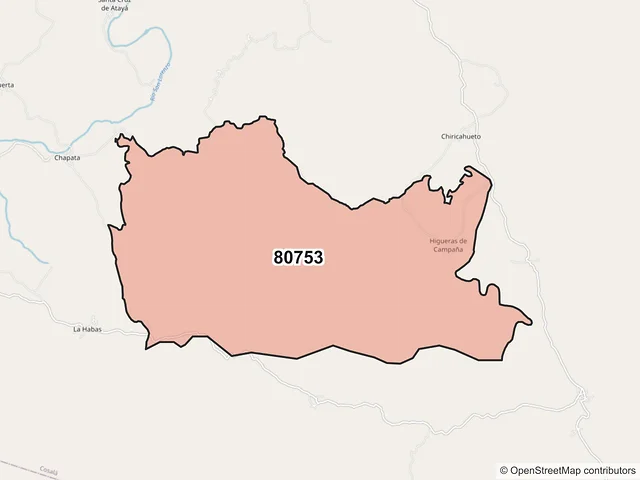 Mapa del código postal 80753, Cosalá, Sinaloa