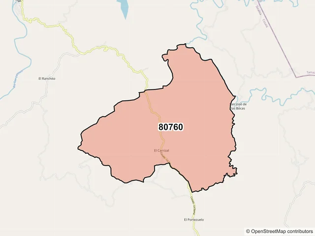 Mapa del código postal 80760, Cosalá, Sinaloa