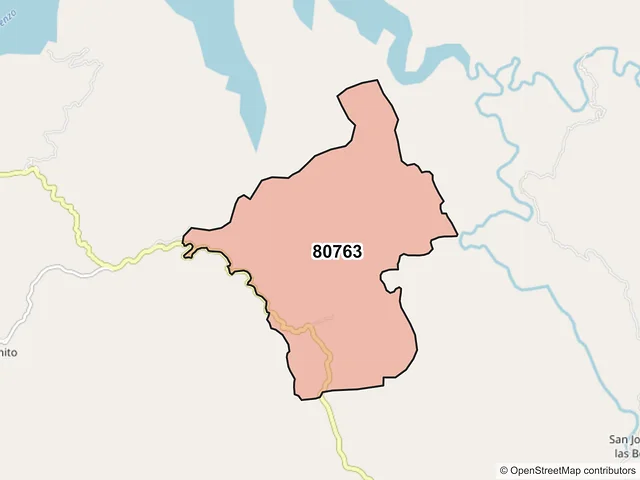 Mapa del código postal 80763, Cosalá, Sinaloa