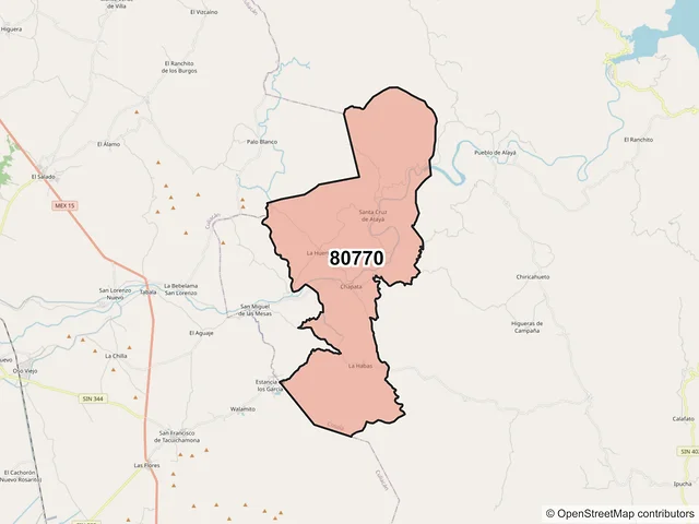 Mapa del código postal 80770, Cosalá, Sinaloa