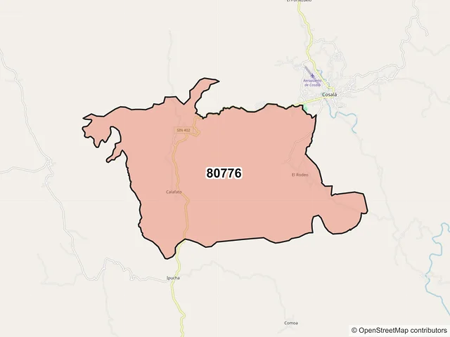 Mapa del código postal 80776, Cosalá, Sinaloa