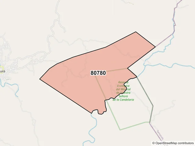 Mapa del código postal 80780, Cosalá, Sinaloa