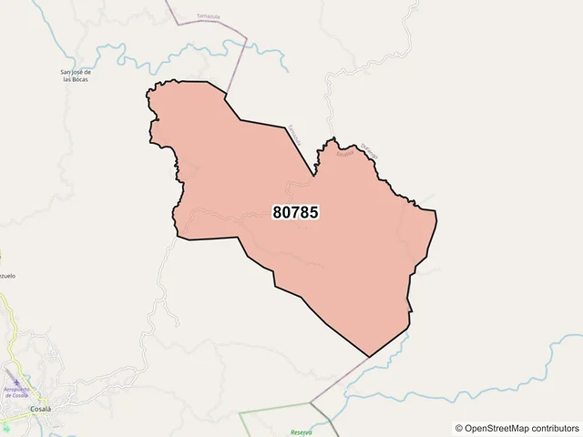 Mapa del código postal 80785, Cosalá, Sinaloa
