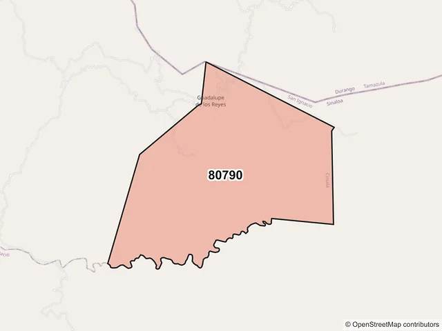 Mapa del código postal 80790, Cosalá, Sinaloa