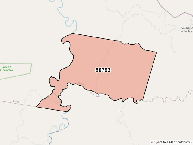 Mapa del código postal 80793, Cosalá, Sinaloa