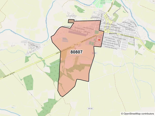Mapa del código postal 80807, Mocorito, Sinaloa