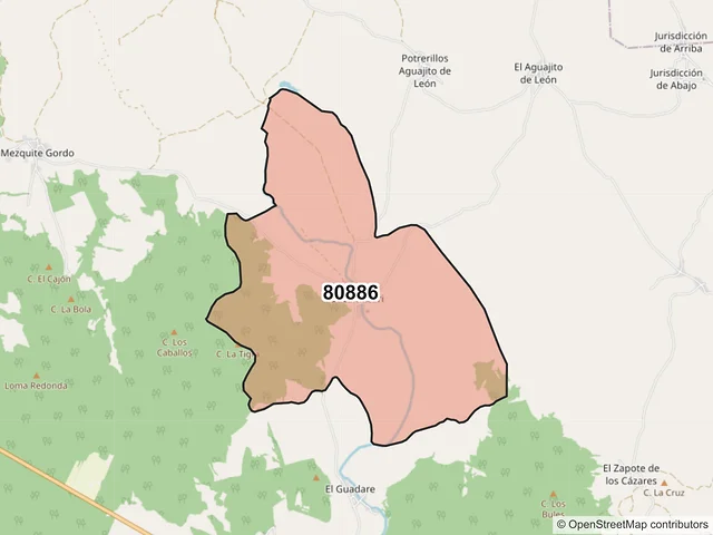 Mapa del código postal 80886, Mocorito, Sinaloa