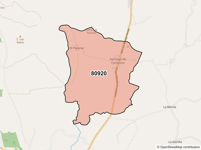 Mapa del código postal 80920, Mocorito, Sinaloa