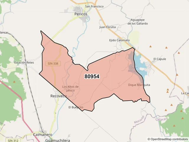 Mapa del código postal 80954, Mocorito, Sinaloa