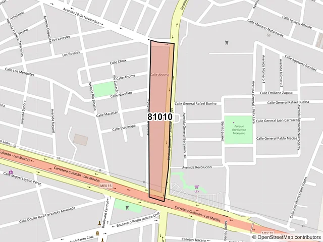 Mapa del código postal 81010, Guasave, Sinaloa