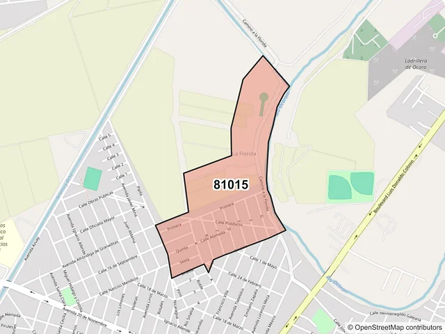 Mapa del código postal 81015, Guasave, Sinaloa