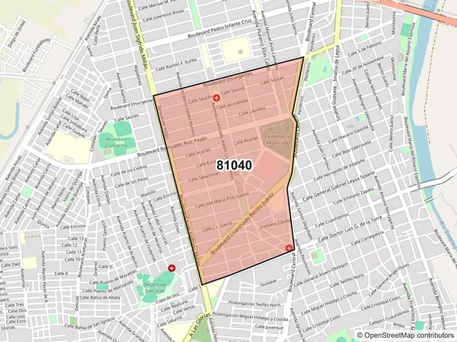 Mapa del código postal 81040, Guasave, Sinaloa