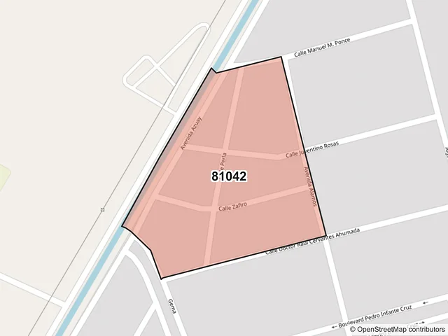 Mapa del código postal 81042, Guasave, Sinaloa
