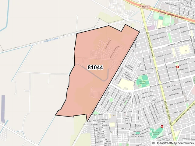 Mapa del código postal 81044, Guasave, Sinaloa