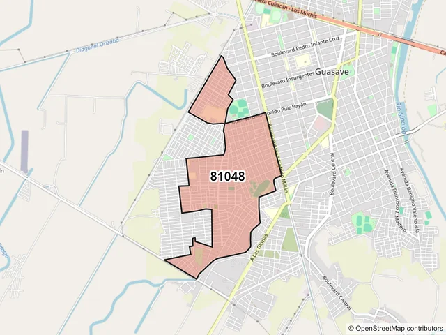 Mapa del código postal 81048, Guasave, Sinaloa