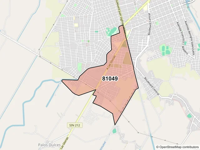 Mapa del código postal 81049, Guasave, Sinaloa