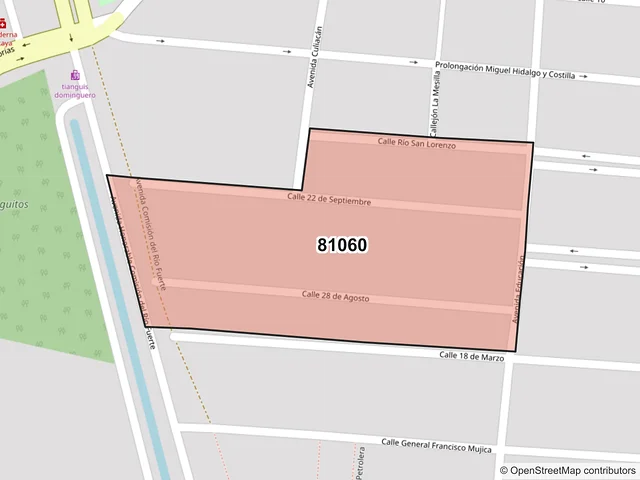 Mapa del código postal 81060, Guasave, Sinaloa