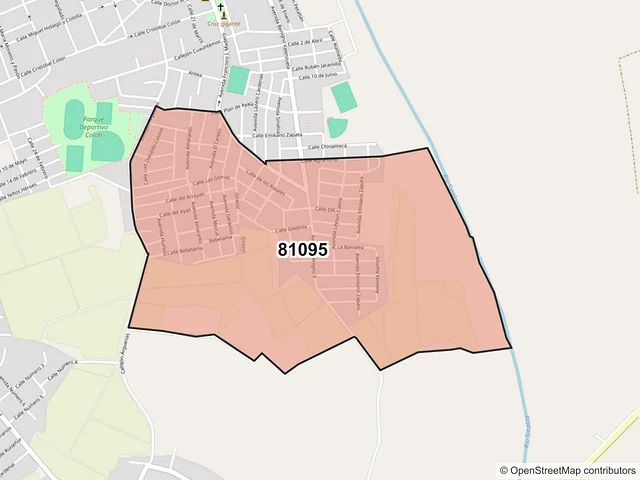 Mapa del código postal 81095, Guasave, Sinaloa