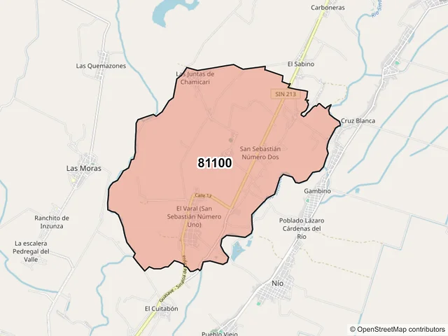 Mapa del código postal 81100, Guasave, Sinaloa