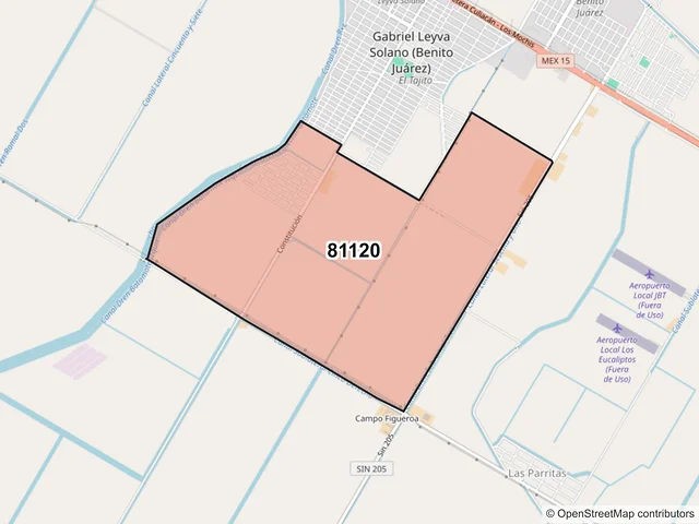Mapa del código postal 81120, Guasave, Sinaloa