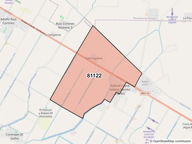 Mapa del código postal 81122, Guasave, Sinaloa