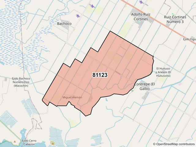 Mapa del código postal 81123, Guasave, Sinaloa