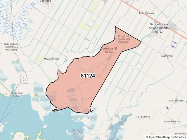Mapa del código postal 81124, Guasave, Sinaloa