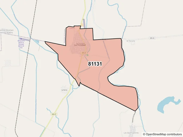 Mapa del código postal 81131, Guasave, Sinaloa