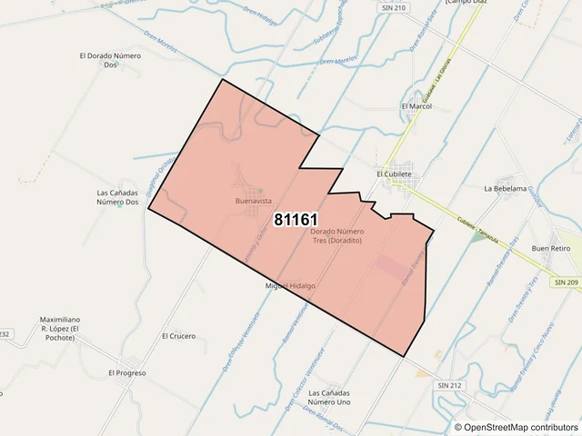 Mapa del código postal 81161, Guasave, Sinaloa