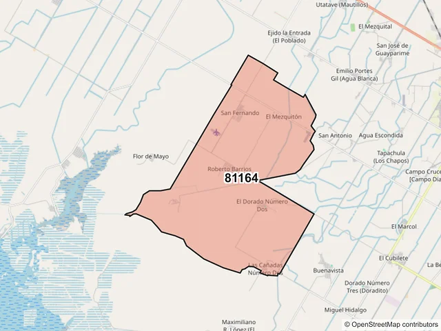 Mapa del código postal 81164, Guasave, Sinaloa