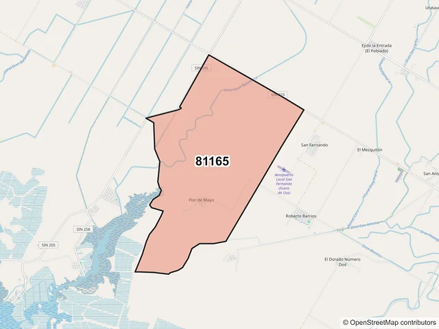 Mapa del código postal 81165, Guasave, Sinaloa