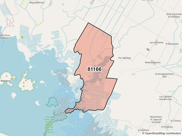 Mapa del código postal 81166, Guasave, Sinaloa