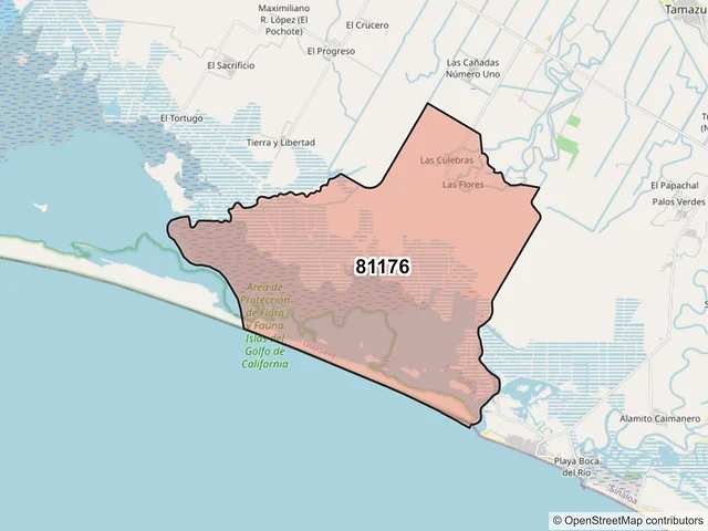 Mapa del código postal 81176, Guasave, Sinaloa