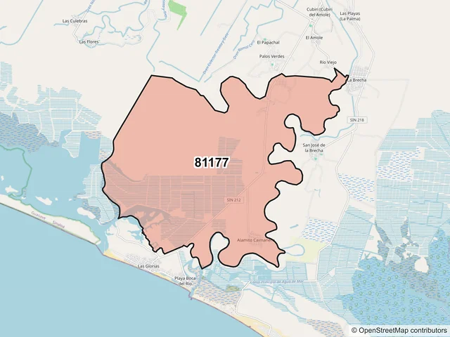 Mapa del código postal 81177, Guasave, Sinaloa