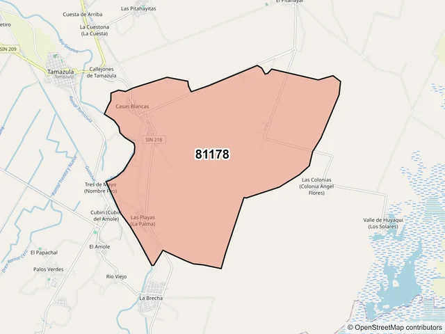 Mapa del código postal 81178, Guasave, Sinaloa