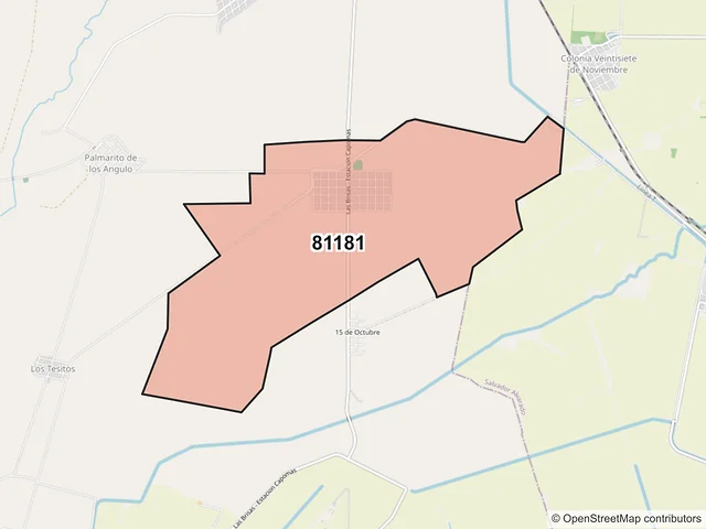 Mapa del código postal 81181, Guasave, Sinaloa