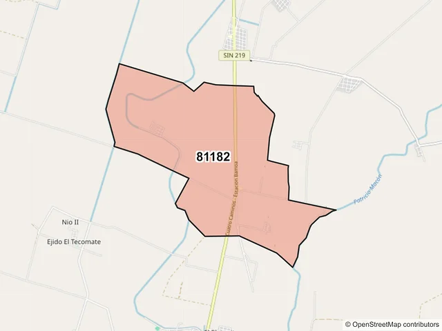 Mapa del código postal 81182, Guasave, Sinaloa