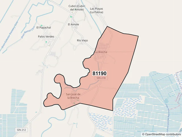 Mapa del código postal 81190, Guasave, Sinaloa