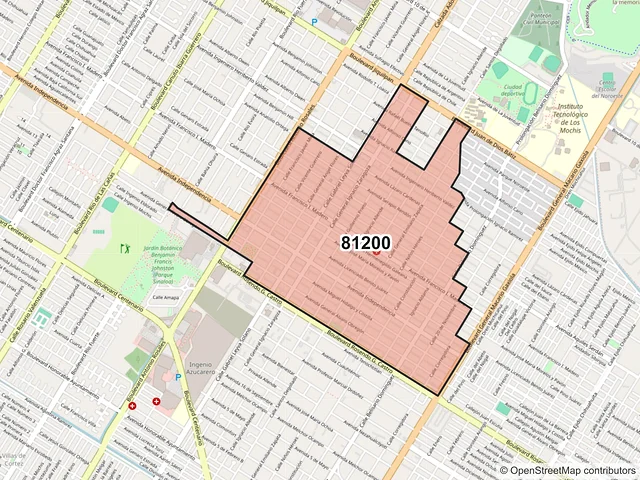 Mapa del código postal 81200, Los Mochis, Sinaloa