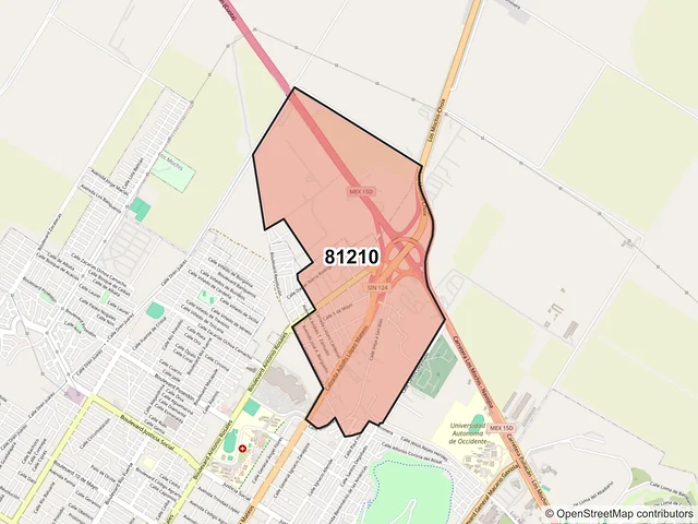 Mapa del código postal 81210, Los Mochis, Sinaloa
