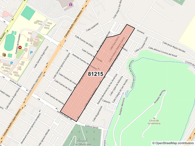 Mapa del código postal 81215, Los Mochis, Sinaloa