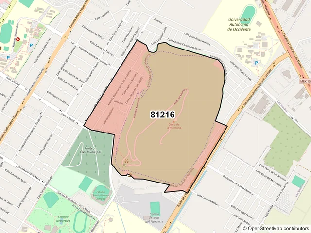 Mapa del código postal 81216, Los Mochis, Sinaloa